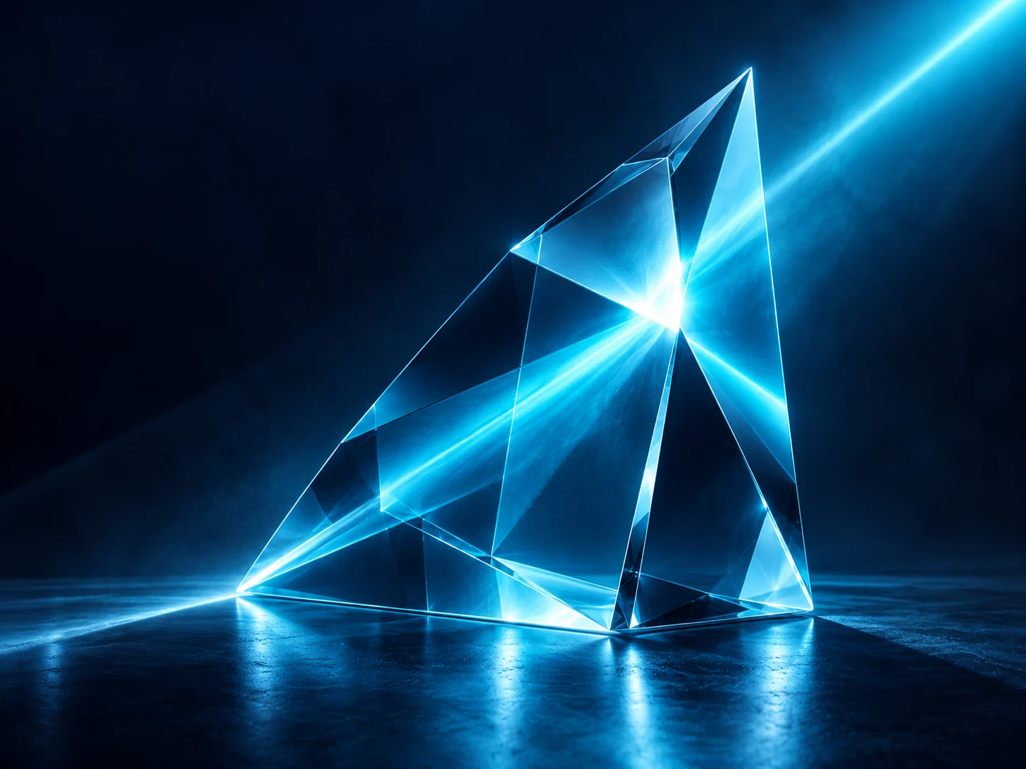A transparent prism focuses a diagonal cyan beam, representing a clearly defined proposal.